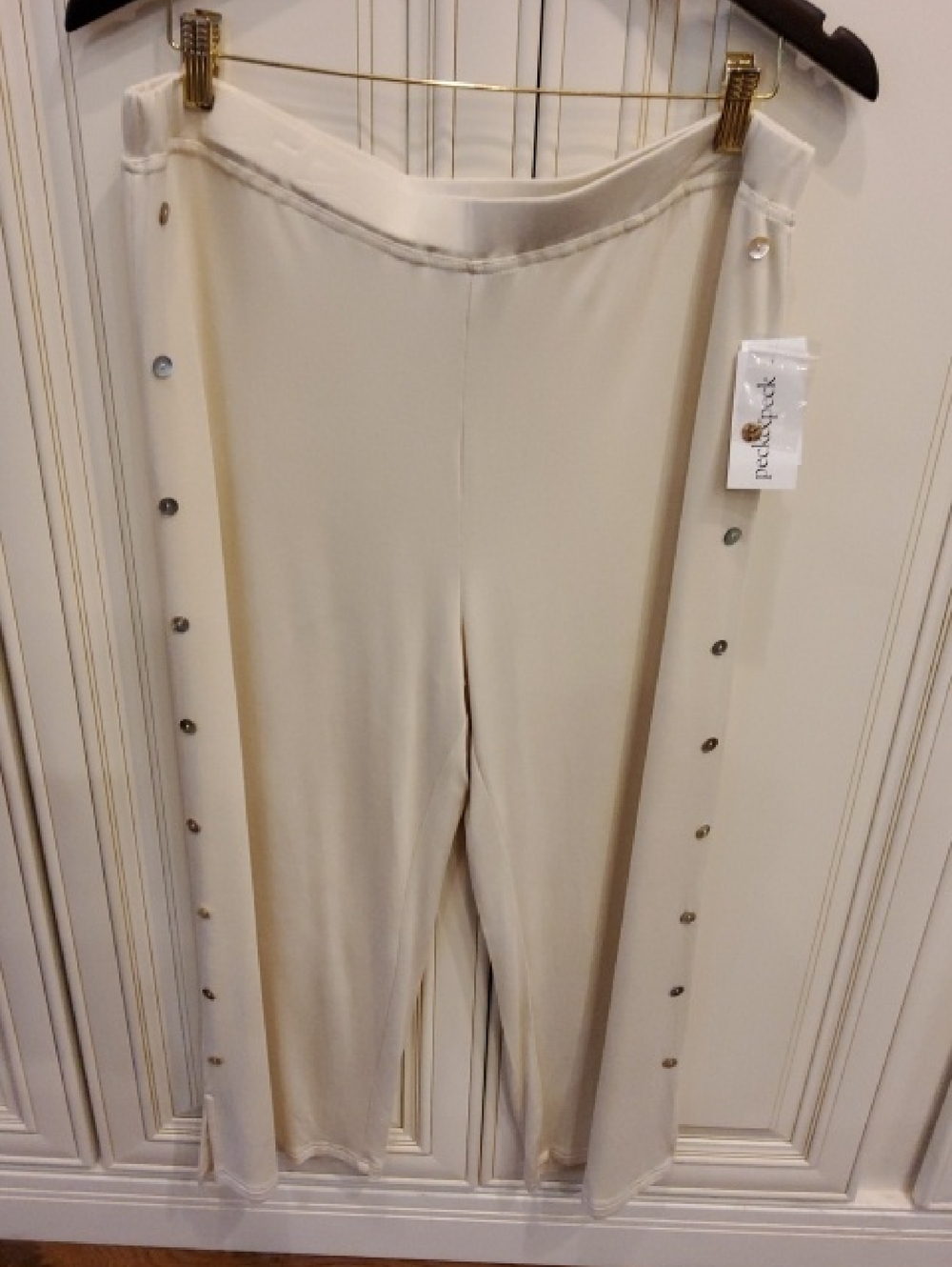Peck & Peck Cream Cropped Pants - XL
